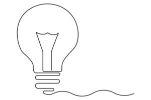 Light bulb single-line drawing of art illustration vector