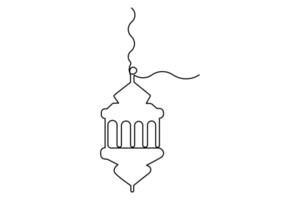 Continuous one line drawing of Ramadan kareem symbol isolated on white background outline art illustration vector