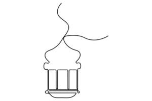 Ramadan kareem singl line art of ramadan isolated on white background outline art illustration vector