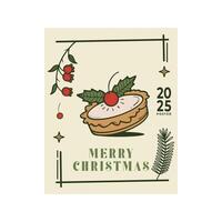 Cake Christmas Card Design Template with Decorative. Elegant Christmas Greeting Card Concept with Ornate Frame. vector
