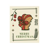 Cookies Christmas Card Design Template with Decorative. Elegant Christmas Greeting Card Concept with Ornate Frame. vector
