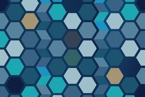 Abstract Hexagon Pattern Blue, Teal, and Beige Geometric Design vector