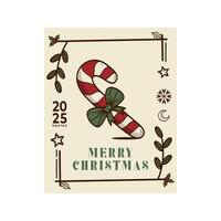 Candle Christmas Card Design Template with Decorative. Elegant Christmas Greeting Card Concept with Ornate Frame. vector