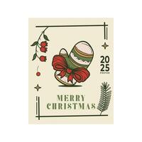 Christmas mittens Card Design Template with Decorative. Elegant Christmas Greeting Card Concept with Ornate Frame. vector