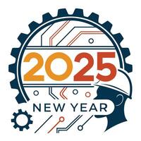 2025 New Year Engineering, Technology, Gear, Innovation, Future. vector