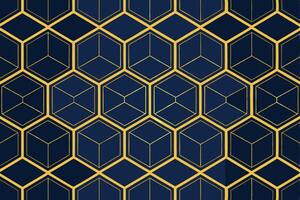 Abstract Geometric Gold Hexagon Cube Pattern Background Design vector