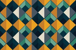 Abstract Geometric Pattern Triangles, Squares, Yellow, Teal, Gray vector