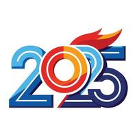 2025 New Year Design Colorful, Bold, and Fiery Logo. vector