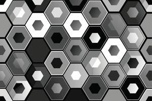 Abstract Hexagon Pattern Gray, Black, White Geometric Design vector