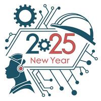 2025 New Year Technology, Engineering, Future, Innovation, Progress. vector