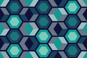 Abstract Hexagon Pattern Teal, Gray, and Navy Geometric Design vector