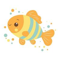 Cute Colorful Fish Mascot Cartoon Character Swimming in the Sea with Smiling Expression vector