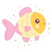 Cute Colorful Fish Cartoon Character Swimming in the Ocean with Smiling Expression vector