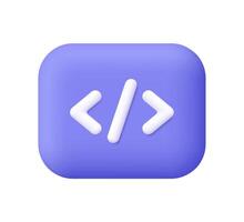 Programming code on button. Python or Java Api symbols. Programming, coding and web development concept. 3d icon. Cartoon minimal style. vector