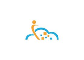 modern cloud logo design with icon template vector