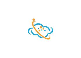modern cloud logo design with icon template vector