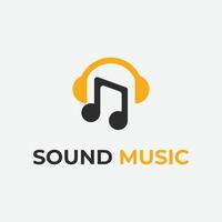 sound music logo with headset and tone music shape icon design. vector
