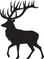a silhouette of a stag with large antlers vector