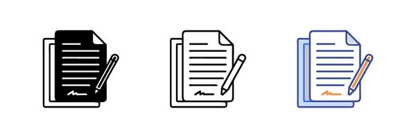 Contract signing. Contract agreement memorandum of understanding legal document Icon vector