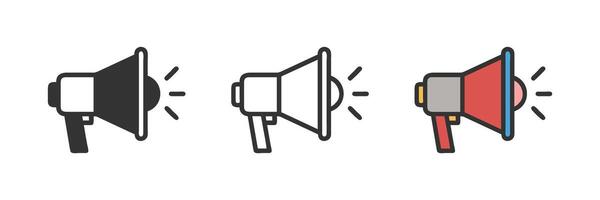 Megaphone icons set. Loudspeaker megaphone icons. Advertising concept. Megaphone icon, loud speaker icon. Set of announcement icons. Advertising and business promotion symbol vector