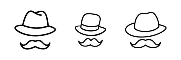 Outline drawing of a hat with a mustache, symbolizing style or masculinity. vector