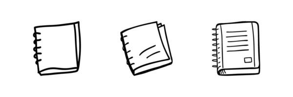 Outline drawing of a book with notes, symbolizing study or learning. vector