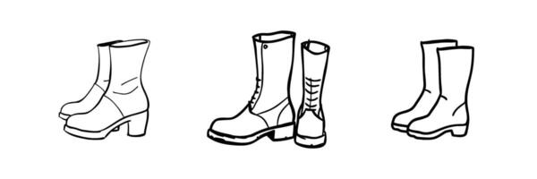 Outline drawing of boots, symbolizing footwear or autumn style. vector