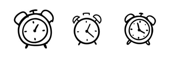 Outline drawing of an alarm clock, symbolizing time or punctuality. vector