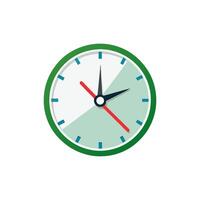 Clock flat illustration, isolated on a white background. Simple and clean design, perfect for time-related projects, apps, websites, and user interfaces. Ideal for modern and minimalistic use. vector