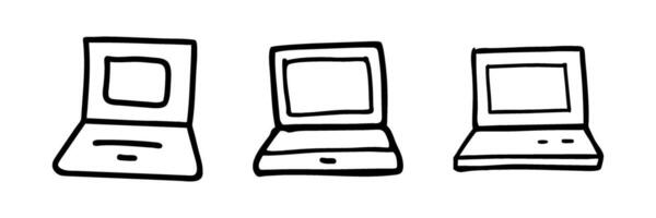 Outline drawing of laptops, symbolizing technology or work. vector