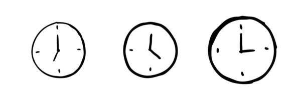 Outline drawings of clocks or watches, symbolizing time management or schedules. vector
