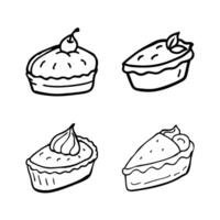 Outline drawing of pumpkin pie slices, symbolizing desserts or Thanksgiving. vector