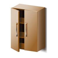 3d realistic cupboard with shelves. Isolated on white background. vector