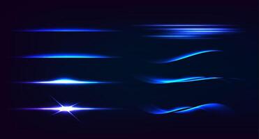 illustration elements. Laser beams, light rays and glowing wavy flash of light. vector