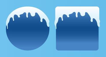 Blue Gradient Circle and Square Covered in Snow on Blue Background vector