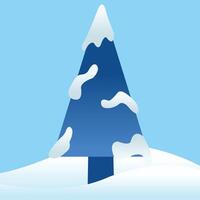 Blue Gradient Triangle Pine Tree Pinus with Snow for Winter Season on Blue Background vector