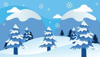 Snow Covered Mountains and Pine Trees for Winter Background vector