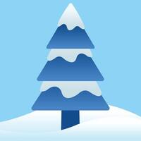 Blue Gradient Three Layers of Triangle Pine Tree Pinus with Snow for Winter Season on Blue Background vector