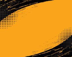 Black yellow abstract background with grunge brush border vector