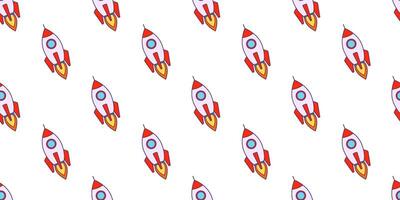 Seamless pattern with violet space rocket on white background. Childish repeat backdrop. Simple allover pattern vector
