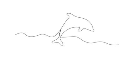 Dolphin one continuous line doodle drawing. vector