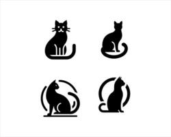 Four black cat icons on a white background vector