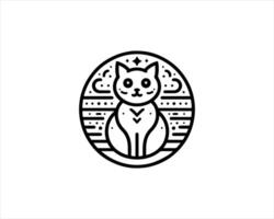 A cat is sitting in a circle with a star in the middle vector