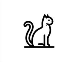 A black and white line drawing of a cat vector
