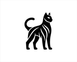 A black cat is standing on a white background vector