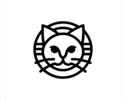 A cat logo with a circle in the middle vector