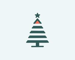 A christmas tree icon with a red star on top vector