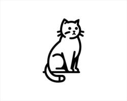 A black and white drawing of a cat sitting on a table vector