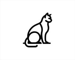 A black and white line drawing of a cat vector