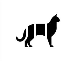 A black cat is standing in front of a white background vector